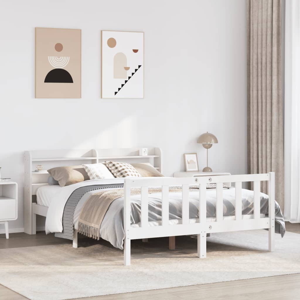 Bed Frame without Mattress White 140x200 cm Solid Wood Pine